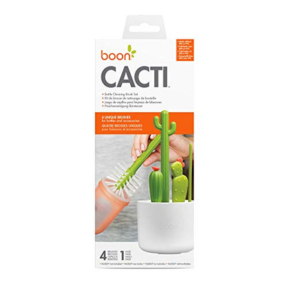Boon Cacti Bottle Cleaning Brush Set - Includes Bottle Brush, Nipple Brush, Detail Brush, and Straw Brush - Baby Bottle Brush Set for Bottle Drying Rack - Baby Essentials - 4 Count - size: 4 Piece Set, style: Cacti Bottle Brush Set