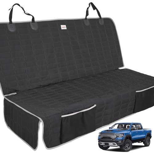 Reliadura Dog Car Seat Cover for Back Seat,Washable Bench Seat Cover for Truck,Nonslip Backseat Cover Protector for F150/Ram1500/GMC Sierra/Toyota/Chevrolet Silverado,Car Seat Covers for Dogs - color: Truck-Gray, size: Truck Bench-61"W