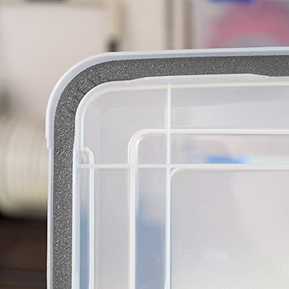 IRIS USA WeatherPro 156 Qt Storage Bins with Lids, 3 Pack, BPA-Free Plastic Gasket Box with Tight Latch and Seal, Stackable Nestable Tote Tub - Clear/Black - size: 156 Qt, style: 3 Pack