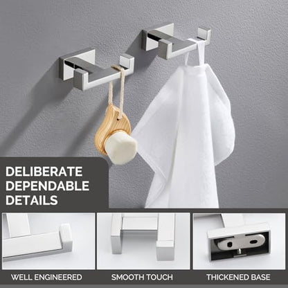 Angle Simple Double Towel Hooks, SUS 304 Stainless Steel Robe Coat Wall Hooks for Bathroom, Polished Chrome, 2 Pack - color: Polished Chrome, size: 2 Pack