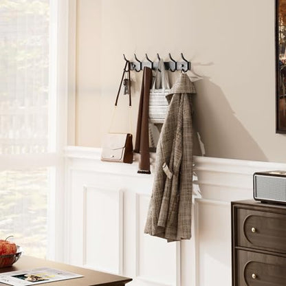 GWAAZXGZ Black Coat Rack Wall Mount - 15 Inch Arc Shaped Design with 6 Hooks for Hanging Coats, Bags, and Towels in Entryway, Livingroom, Bedroom, Bathroom, and Kitchen, 1 Pack - color: Black