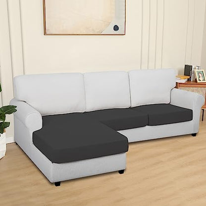 Easy-Going 100% Waterproof 3 Pieces Couch Cushion Covers for Sectional Sofa Left/Right L Shape Chaise Lounge Sofa Seat slipcover Anti-Slip Sofa Cover (2 Seater + 1 Chaise, Dark Gray - color: Dark Gray, size: 2 Seater + 1 Chaise