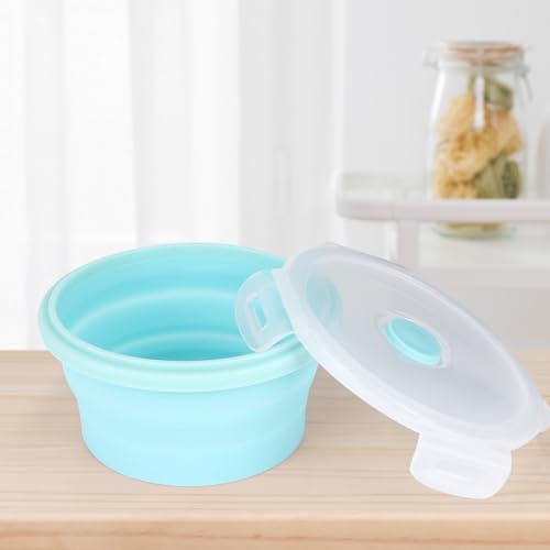 2pcs Collapsible Dog Bowls, Silicone Food & Water Travel Bowl with Lid Portable Expandable Pet Feeding & Drinking Cup/Saucer for Walking, Kennels, and Camping 350ml (Blue) - color: Blue