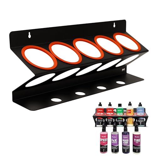 Maxshine Universal Detailing Spray Bottle Holder – Mobile Detailing & Car Garage Organizer, Holds 5 Bottles (16oz) with 4 Small Holes – Lightweight Design, Easy Wall Mounting