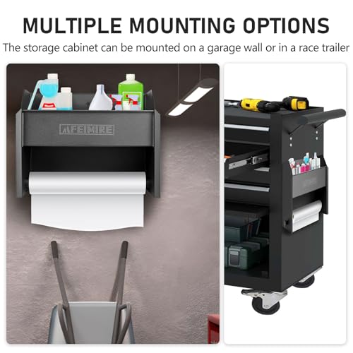 Storage Cabinet for Garage & Trailers, Paper Towel Holder & Aluminum Mounting Cabinet, Space-Saving Design for Aerosol Cans, Quart Jugs, Small