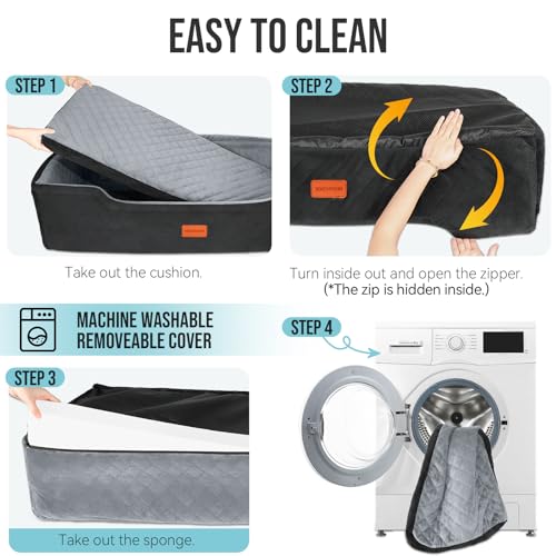 HEGGCOOE Large Dog Car Seat Under 100 lbs, Washable Dog Car Bed for 2 Medium Dogs, Detachable Pet Booster Seat with Storage Pocket and Seat Belt for Back Seat Dog Travel Bed - color: Black/Grey