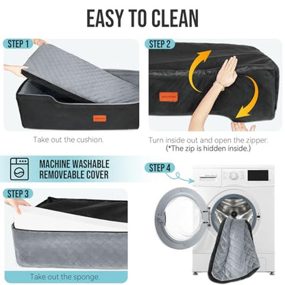 HEGGCOOE Large Dog Car Seat Under 100 lbs, Washable Dog Car Bed for 2 Medium Dogs, Detachable Pet Booster Seat with Storage Pocket and Seat Belt for Back Seat Dog Travel Bed - color: Black/Grey