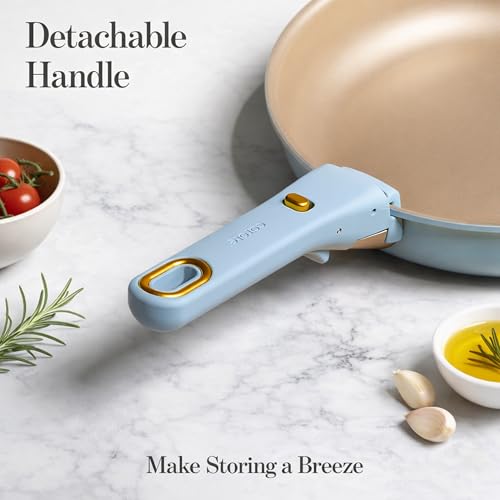 CAROTE 18Pcs Pots and Pans Set, Nonstick Cookware Set Detachable Handle, kitchen Pan Set, Induction kitchen cookware Non Stick, RV Cookware Sets, Oven Safe, Blue - color: Blue