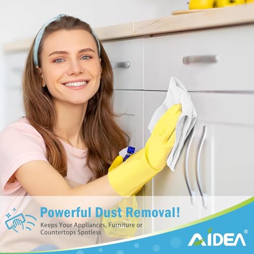 AIDEA Microfiber Cleaning Cloth White 20PK, Lint Free Cleaning Rags, Microfiber Towel for Cars, Kitchen Towels Dusting Cloth, Wash Cloths, Dish Rags White, 11.5"x 11.5" - color: White