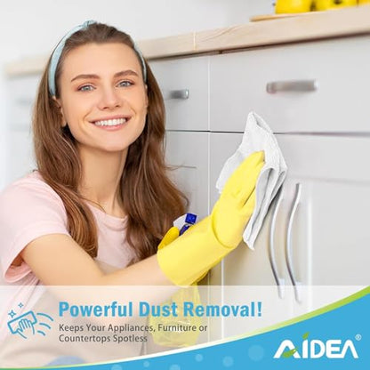 AIDEA Microfiber Cleaning Cloth White 20PK, Lint Free Cleaning Rags, Microfiber Towel for Cars, Kitchen Towels Dusting Cloth, Wash Cloths, Dish Rags White, 11.5"x 11.5" - color: White