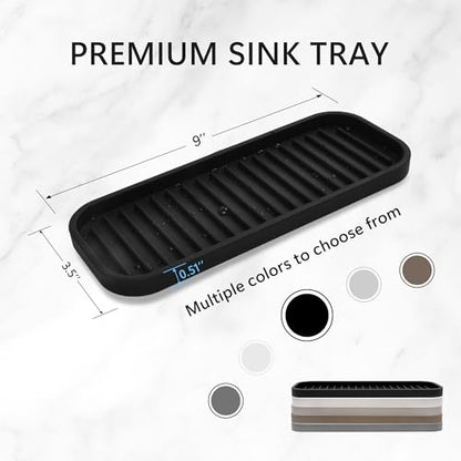 Silicone Sponge Holder Kitchen Sink Organizer Tray Dish Caddy Soap Dispenser, Scrubber Spoon Holder,Dishwashing Accessories 2 Pack (Black) - color: Black