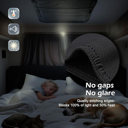 RV Sun Blackout Vent Cover, Reflective Insulation Skylight Window Shade, Roof Ventilation Shield for Motorhome, Sturdy Velcro Attach, 16x16 in Foldable Heat & Light Blocker, Camper/Tailer Accessories