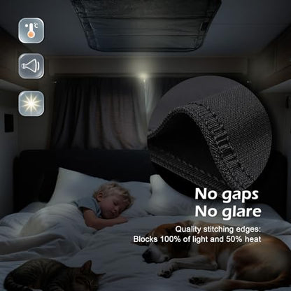 RV Sun Blackout Vent Cover, Reflective Insulation Skylight Window Shade, Roof Ventilation Shield for Motorhome, Sturdy Velcro Attach, 16x16 in Foldable Heat & Light Blocker, Camper/Tailer Accessories