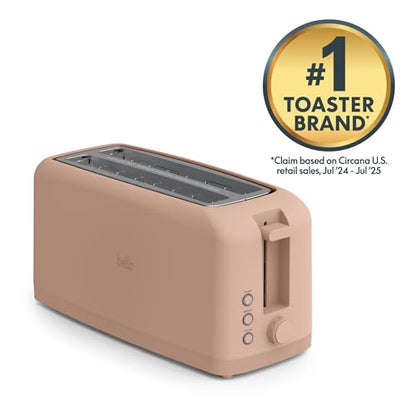 bella 4 Slice Slim Toaster, Fits-anywhere™ Kitchenware, 6 Setting Shade Control with Reheat & Cancel Buttons, Fits Sourdough, 10” Long Slot, Anti Jam & Auto Shutoff, 900 Watt, Blossom - color: Blossom, size: 4 Slice