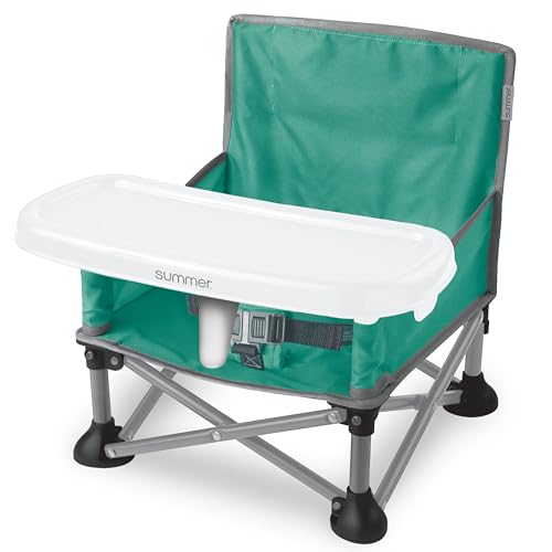 Summer by Bright Starts Pop 'N Sit Portable Booster Chair, Floor Seat, Indoor/Outdoor Use, Compact Fold, Teal, 6 Mos - 3 Yrs - color: Teal