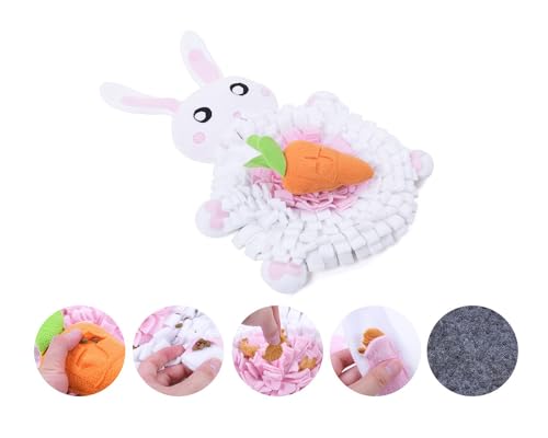 Ferret Cats Snuffle Mat Fleece Foraging Mats Interactive Feeding Toy Small Animal Rabbit Guinea Pig Rat Hamster Anti Slip Treat Dispenser Slow Feeder (Bunny) - color: Bunny