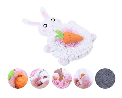 Ferret Cats Snuffle Mat Fleece Foraging Mats Interactive Feeding Toy Small Animal Rabbit Guinea Pig Rat Hamster Anti Slip Treat Dispenser Slow Feeder (Bunny) - color: Bunny