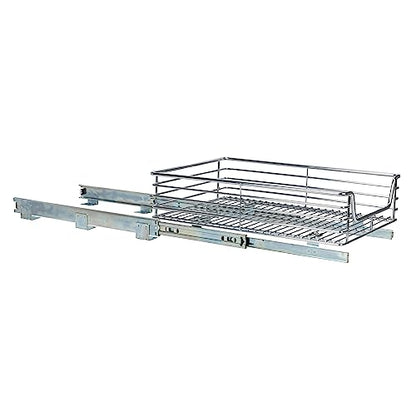 Household Essentials Chrome-Plated Steel Pull-Out Basket Organizer - size: 14.5" - Extended, style: Single Tier