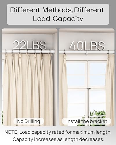 Tension Curtain Rod By EZFurni, 123-160 Inches, Heavy Duty Tension Rod, Adjustable Curtain Rods No Drilling & Easy Assemble Extra Long Tension Rod, White - color: White, size: 123-160 Inches