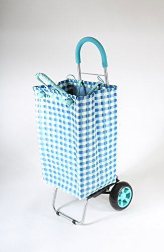 dbest products Trolley Dolly Shopping Grocery Foldable Cart Storage Mom, Blue Polka Dot - color: Blue Basket Weave, style: Cart
