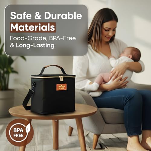 Breast Milk Cooler Travel Bag, 9.6L - Insulated Cooler Bag with Leak-Proof PEVA Liner | Portable Breastmilk Cooler Bag with Ice Packs for Cooler | Bottle Storage Organizer Baby By Jubily