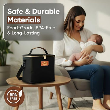 Breast Milk Cooler Travel Bag, 9.6L - Insulated Cooler Bag with Leak-Proof PEVA Liner | Portable Breastmilk Cooler Bag with Ice Packs for Cooler | Bottle Storage Organizer Baby By Jubily