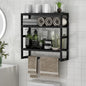 PPN Towel Rack Bathroom Storage Shelves Over The Toilet with Towel Bar 100% Bamboo Adjustable Height Floating Shelf Wall Shower Shelf for Small Space Bathroom Kitchen Multi Usage (Black-1Pack) - color: Black 1pack