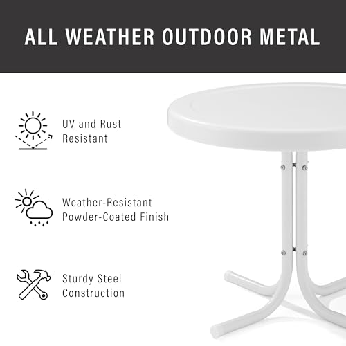 Crosley Furniture Griffith Weather Resistant Retro Metal Outdoor Side Table for Patio, Deck, Porch, Alabaster White - color: Alabaster White