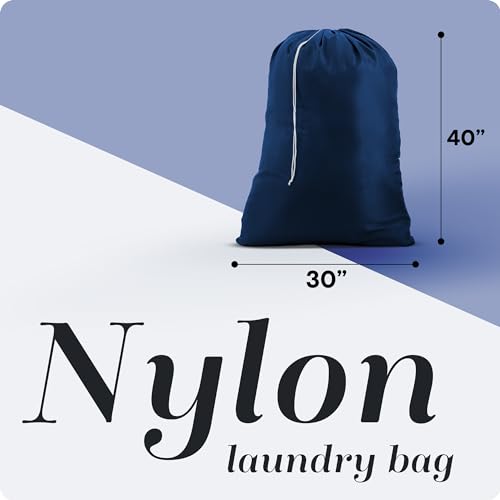 Nylon XL Laundry Bag - Locking Drawstring Closure and Machine Washable. These Bags will Fit a Laundry Basket or Hamper and Strong Enough to Carry up to Three Loads of Clothes (Navy Blue, 30" x 40") - color: Navy Blue, size: 30" x 40"