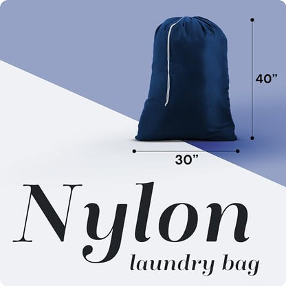 Nylon XL Laundry Bag - Locking Drawstring Closure and Machine Washable. These Bags will Fit a Laundry Basket or Hamper and Strong Enough to Carry up to Three Loads of Clothes (Navy Blue, 30" x 40") - color: Navy Blue, size: 30" x 40"