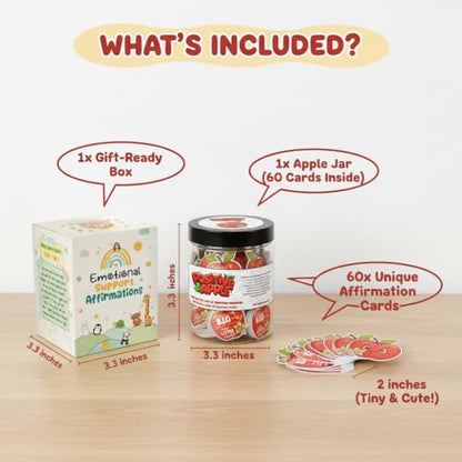 Positive Apple Jar with 60 Daily Affirmation Cards, Emotional Support Apple Gift, Apple Cards, Funny Gifts - color: Positive Apple