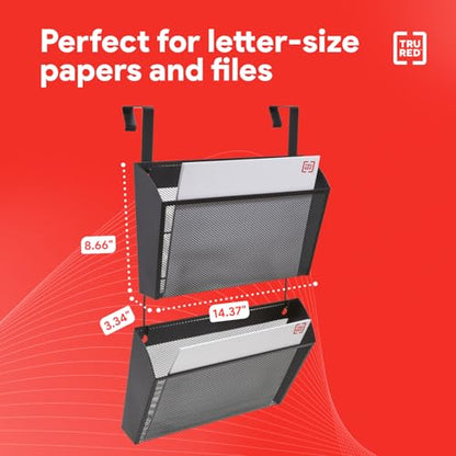 Staples TRU RED Mesh Letter Wall File, 1 - Pocket Hanging Organizer, Black, 2-Pack - Wall - Mounted Office, Door and Cubicle File Holder - style: 2 Pack