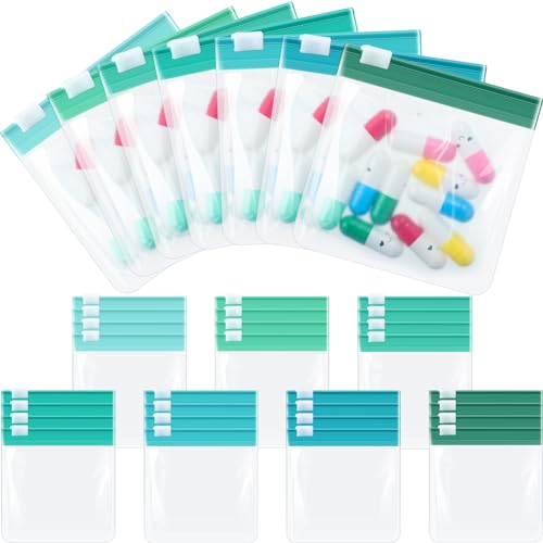 Sherr 35 Pcs Pill Pouch Bags with Zipper Pill Pouch Set Travel Reusable Translucent Medicine Organizer Self Sealing Plastic Bag with Slide Lock for Storage(Dark Green,3 x 3 Inch,Blank Style) - color: Dark Green, size: 3 x 3 Inch, style: Blank Style