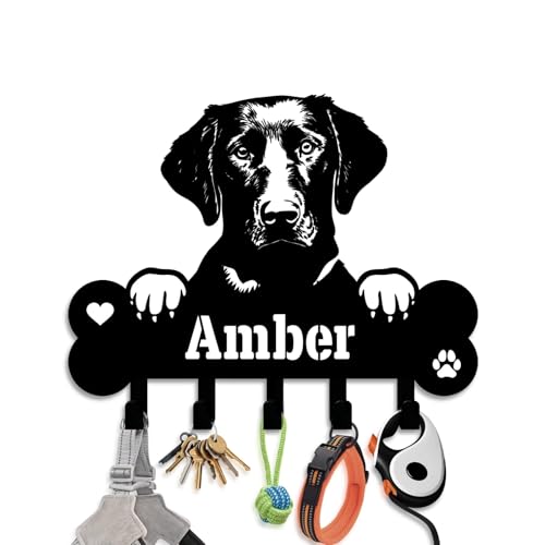 NIWAHO Dog Leash Holder Wall Mount Personalized Chesapeake Bay Retriever Metal Silhouette Sign with Bone Key Hooks, Entryway & Dog Room Organizer Decor - color: Chesapeake Bay Retriever