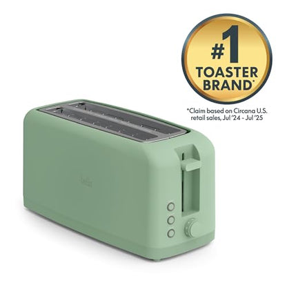 bella 4 Slice Slim Toaster, Fits-anywhere™ Kitchenware, 6 Setting Shade Control with Reheat & Cancel Buttons, Fits Sourdough, 10” Long Slot, Anti Jam & Auto Shutoff, 900 Watt, Seaglass - color: Sea Glass, size: 4 Slice