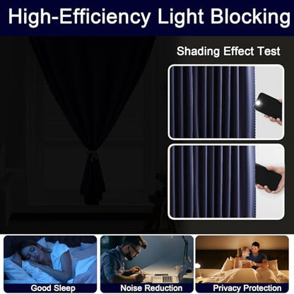 Adhesive Curtain - No Drilling, No Rod, Easy to Install Blackout Curtains for Window Blinds,Bedroom(Navy Blue 35 * 71in-1P) - color: Navy Blue, size: 35"W x 71"L (Pack of 1)