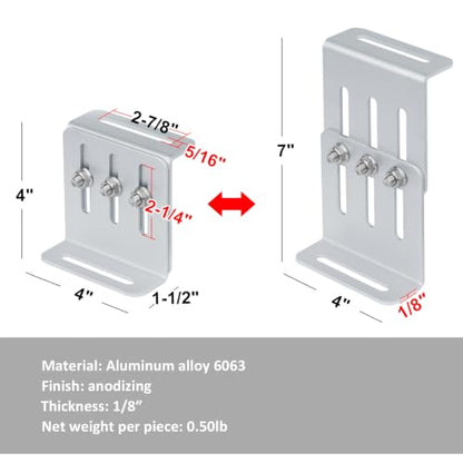 4 Sets Adjustable Solar Panel Tilt Mount Brackets for RV and Roof | Aluminum alloy 6063