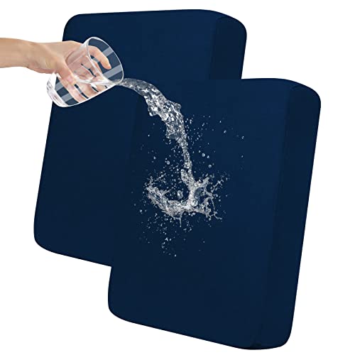 Easy-Going 100% Waterproof Chair Sofa Seat Cushion Slipcovers Couch Cushion Cover Stretch Furniture Protector for Kids, Pets (2-Piece Loveseat Cushion, Navy) - color: Navy, size: 2-piece loveseat cushion
