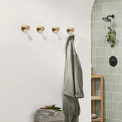 2025 Upgraded No-Drill Hooks, Suction Cup Hooks, Stainless Steel Suction Cup for Shower, Bathroom, Hanging Towels, Mounting on Glass Shower Doors, Tile, Mirrors (Gold 6PCS) - color: Gold 6PCS