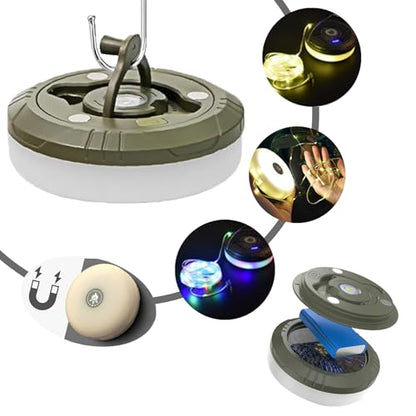 Camping String Lights - Glow Mate 4 in 1 Camp Light | 32.8Ft Portable Waterproof Outdoor Retractable Rope Lights with 2000mAh Battery, 12H Runtime & 8 Modes