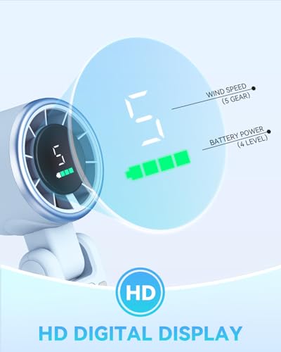 PlayHot Portable Handheld Turbo Fan, 5-Speed Personal Fan, USB-C Rechargeable Fan Up to 12 Hours, 3 IN 1 Hand Fan with Air Turbo Tech Cooling, Travel Fan for Cruise, Beach, Gifts for Women (Blue) - color: Blue