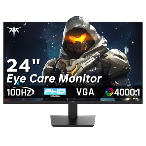 KTC 24 Inch FHD 1080P 100Hz Computer Monitor, VA Panel PC Gaming Monitor, HDMI VGA Ports, 4000：1 Contrast, LowBlue Mode, Ergonomic Tilt Eye Care for Home Office - color: Black, size: 24-inch