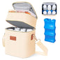 PIIOSER Breastmilk Cooler Bag with Ice Pack Fits 6 Baby Bottles Up to 9 Ounce, Insulated Baby Bottle Tote Bags, Double Layer Waterproof Leak-Proof with Shoulder Strap for Nursing & Working Mom (Cream) - color: Cream