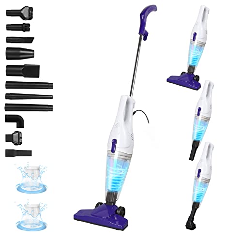 Intercleaner Corded Vacuum Cleaner, 15KPa Powerful Suction with 400W Motor, 12 in 1 Lightweight Bagless Stick Vac with Handheld, Ultra Quiet, for Hardwood Floor Carpet Car Pet Hair Car Pet Hair - color: #4 Purple