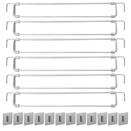 6 Pcs RV Refrigerator Bars, 12.99"-22.83" Adjustable Fridge Tension Rod Stainless Steel Camper Bar to Hold Food Drinks in Place Prevent Messy Spills During Travel for Kitchen Cupboard Bookshelf