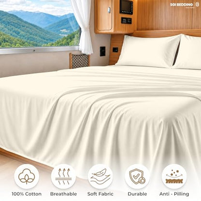 SGI bedding 100% Egyptian Cotton Sheets RV King Size – 600 Thread Count Sheets Set, Soft, Cooling, 15" Deep Pocket, Luxury Hotel Bedding, Breathable, Durable - Butter - color: 05 - Ivory, size: RV King