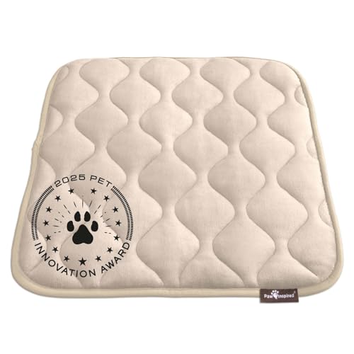 Paw Inspired Washable Padded Crate Mats for Dogs | 23” x 17” Pad, Fits 24-inch Kennels | Leakproof, Waterproof Bottom, Plush Pet Beds (Tan) - color: Tan, size: 24 Inch