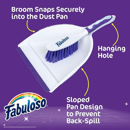 Fabuloso Brush and Dustpan Set Compact Hand Broom Floor Sweeper with Snap-Together Storage and Hanging Hole Quick Sweeping for Kitchen Bathroom Office and Car White and Purple Single Set - size: Brush & Dustpan