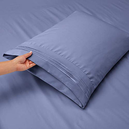 Hearth & Harbor Twin Size Sheets - 3 Piece Bed Sheet Set, Hotel Luxury Double Brushed Bed Sheets - Extra Soft Bedding Sheets & Pillowcases, Twin, Steel - color: Steel, size: Twin