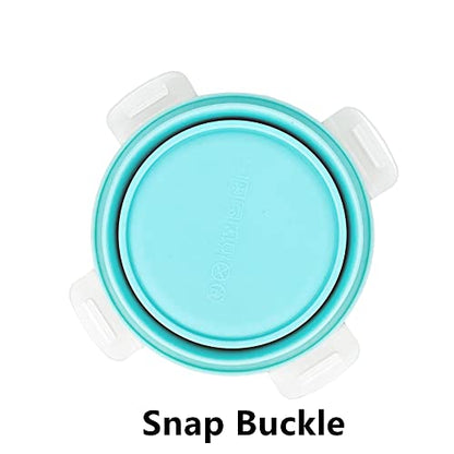CCyanzi 3piece Round Collapsible Bowl with Lids, Silicone Food Storage Containers, Microwave & Freezer Safe, Space Saving for Kitchen Cabinet and Camping Backpack,(Blue) - color: blue